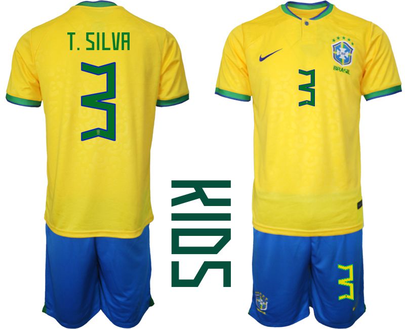 Youth 2022 World Cup National Team Brazil home yellow 3 Soccer Jersey